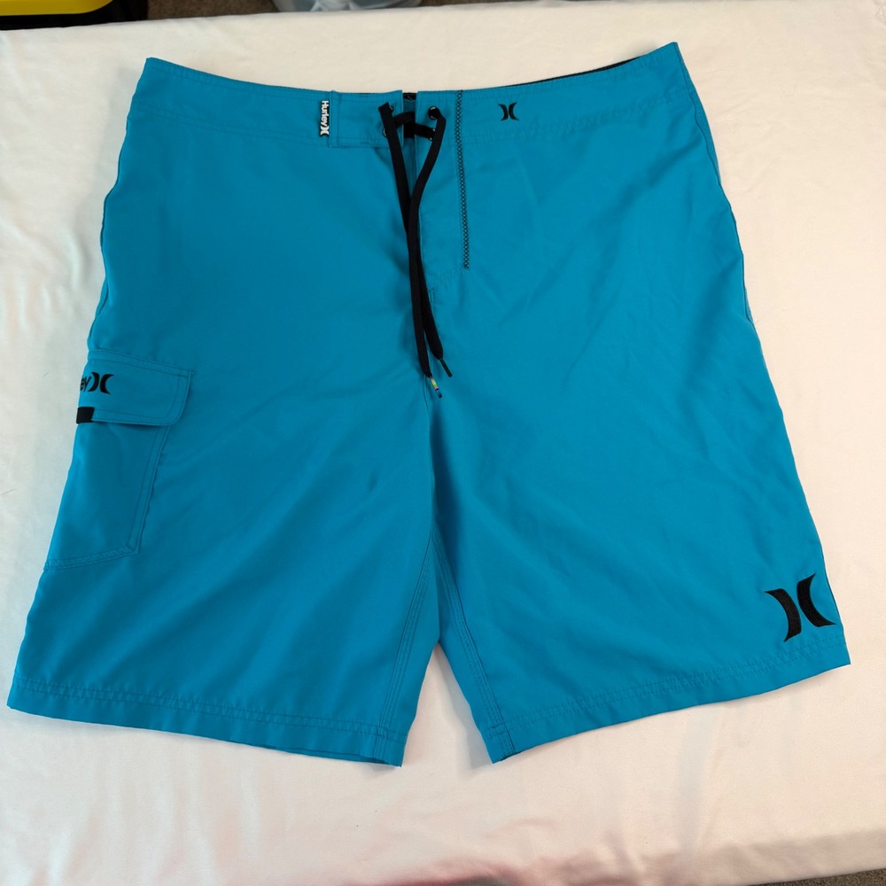Hurley Mens Blue Board Shorts Recycled Polyester Swim Trunks Size 38 MBS0002130